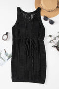 Openwork Slit V-Neck Sleeveless Cover Up Dress - Hovatok