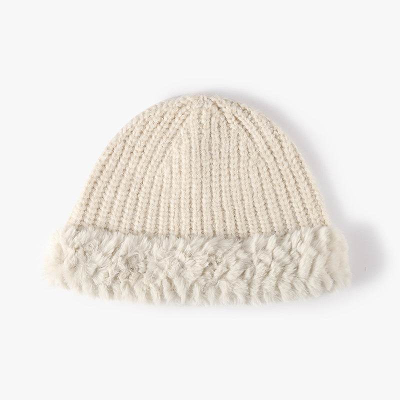 Fuzzy Hem Knit Hat - Hovatok