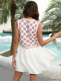 Checkered Open Front Sleeveless Cove Up - Hovatok