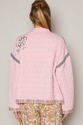 POL Embroidered Open Front Long Sleeve Jacket - Hovatok