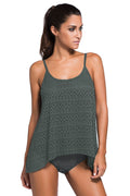 Full Size Spaghetti Strap Scoop Neck Tankini Set - Hovatok