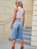 High Waist Denim Shorts with Pockets - Hovatok