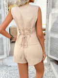 Devine Button Down Sleeveless Top and Shorts Set - Hovatok
