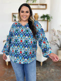 Double Take Full Size Printed Balloon Sleeve Blouse - Hovatok