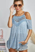 BiBi Front Crochet Lace Adjustable Strap Top - Hovatok