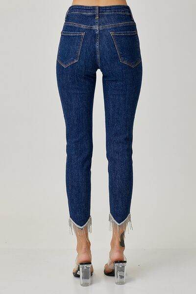 RISEN Full Size Embellished Mid Rise Crop Skinny Jeans - Hovatok