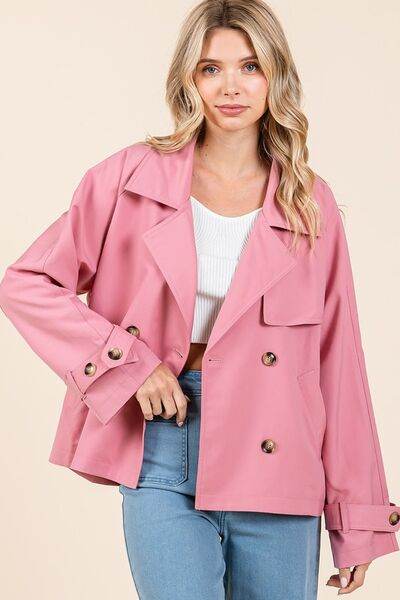 Mittoshop Double Breasted Long Sleeve Trench Coat Jacket - Hovatok