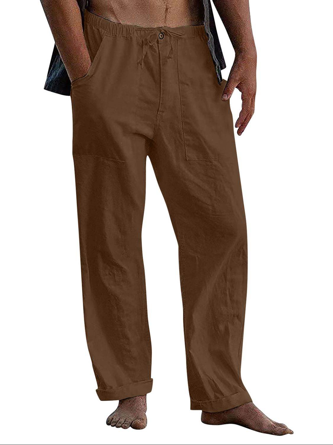 Men's Full Size Drawstring Straight Leg Pants Plus Size - Hovatok