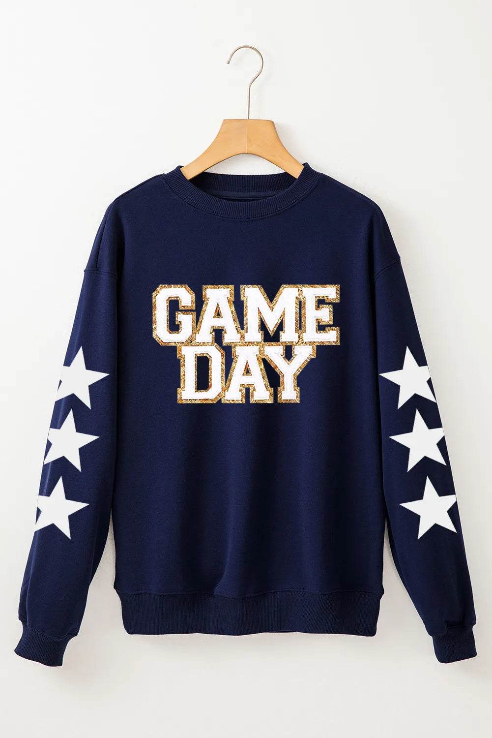 GAME DAY Star Round Neck Long Sleeve Sweatshirt - Hovatok