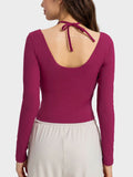 Millennia Halter Neck Long Sleeve Sporty Top - Hovatok