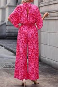 Leopard Belted Wide Leg Jumpsuit - Hovatok