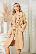 Culture Code Full Size Tied Trench Coat with Pockets - Hovatok