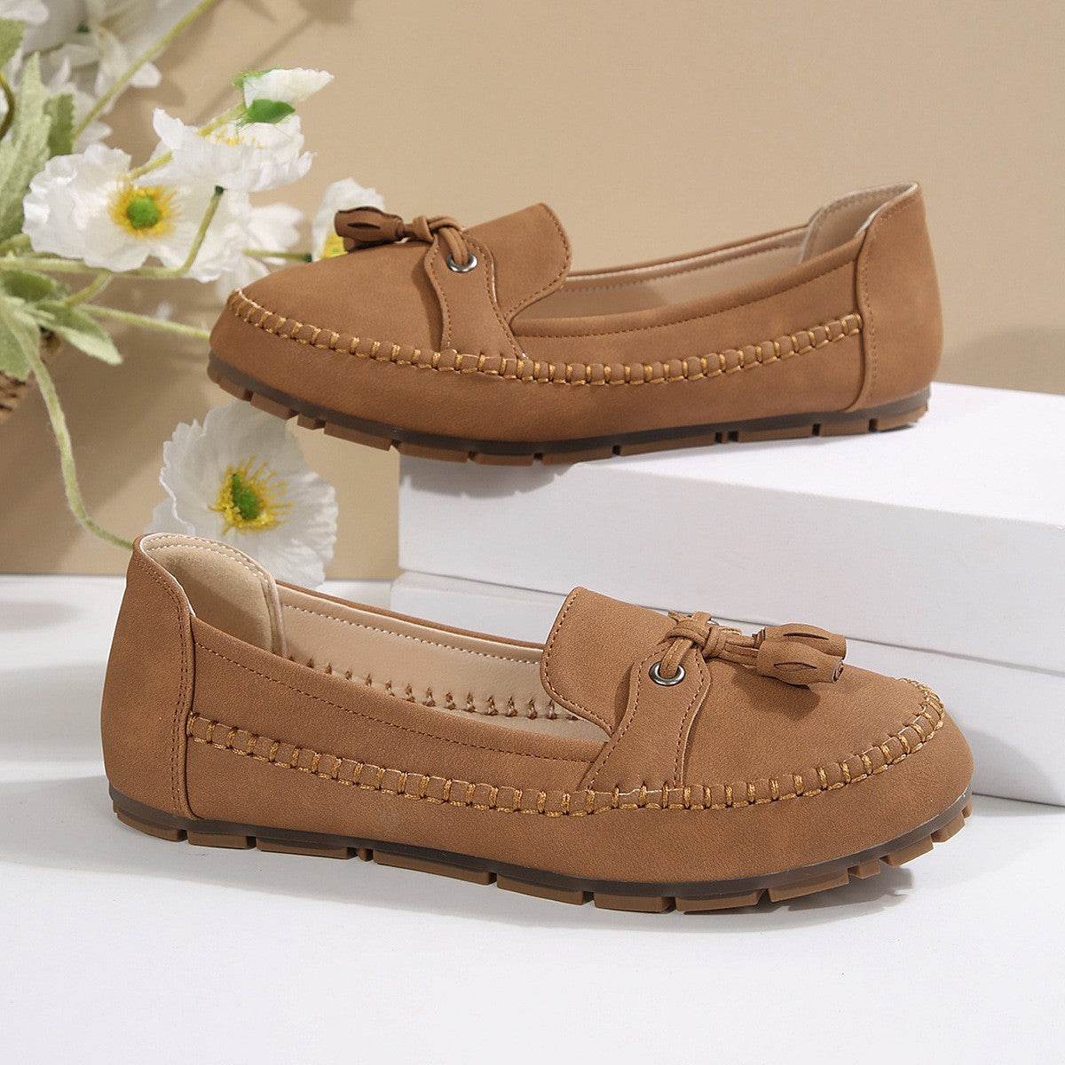 PU Leather Flat Loafers - Hovatok