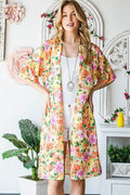 Heimish Full Size Half Sleeve Multi Color Floral Open Cardigan Plus Size - Hovatok