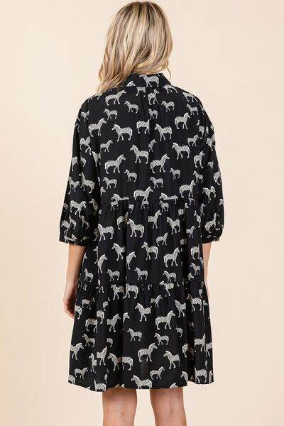 Mittoshop Zebra Print Button Down Shirt Mini Dress - Hovatok