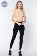 ACTIVE BASIC Round Neck Crop Rib Seamless Cami - Hovatok