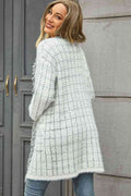 Angel Wings Plaid Fringe Trim Open Front Longline Cardigan - Hovatok