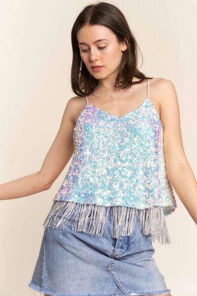 J.NNA Sequin Tassel Hem Flowy Cami - Hovatok