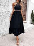 Devine Ruffled Slit Sleeveless Midi Dress - Hovatok
