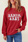 SANTA BABY Round Neck Long Sleeve Sweatshirt - Hovatok