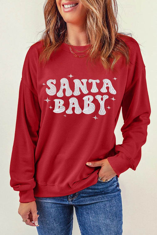 SANTA BABY Round Neck Long Sleeve Sweatshirt - Hovatok