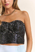 J.NNA Sequin Strapless Bustier Top - Hovatok