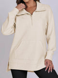 ฺHigh-Low Quarter Zip Long Sleeve Sweatshirt - Hovatok