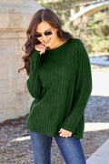 Basic Bae Full Size Ribbed Round Neck Long Sleeve Knit Top - Hovatok