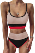 Color Block Spaghetti Strap Two-Piece Swim Set - Hovatok