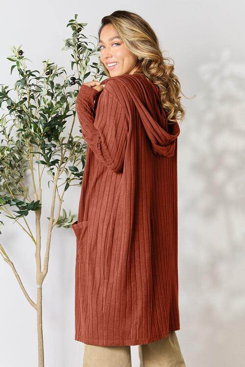 Basic Bae Full Size Hooded Sweater Cardigan - Hovatok