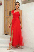Asymmetrical Ruched Slit Dress - Hovatok