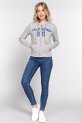 ACTIVE BASIC CALIFORNIA Zip Up Drawstring Long Sleeve Hoodie - Hovatok