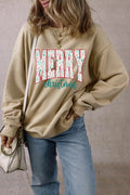 MERRY CHRISTMAS Round Neck Long Sleeve Sweatshirt - Hovatok