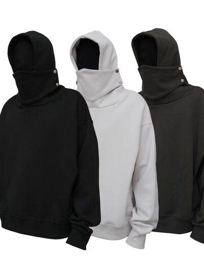 Men's Long Sleeve Hoodie with Mask - Hovatok
