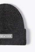 NEWYORK Patch Rib-Knit Cuffed Beanie - Hovatok
