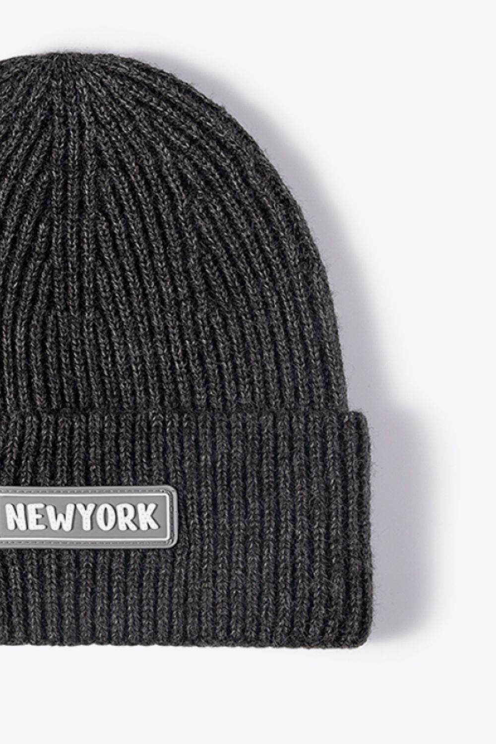 NEWYORK Patch Rib-Knit Cuffed Beanie - Hovatok
