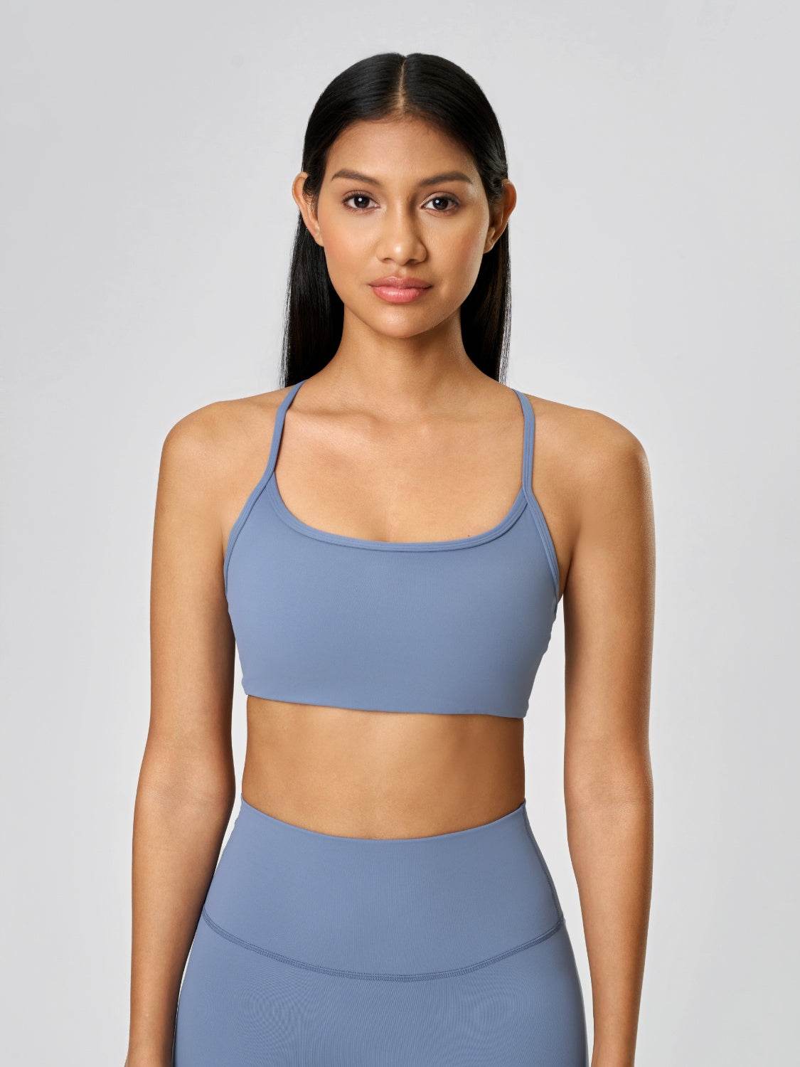 Millennia Crisscross Back Scoop Neck Active Cami with Detachable Chest Pads - Hovatok