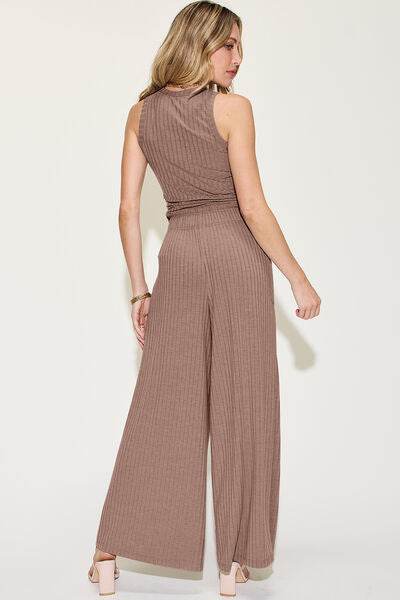 Basic Bae Full Size Ribbed Tank and Wide Leg Pants Set - Hovatok