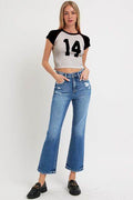 RISEN Full Size Tummy Control High Rise Crop Bootcut Jeans - Hovatok