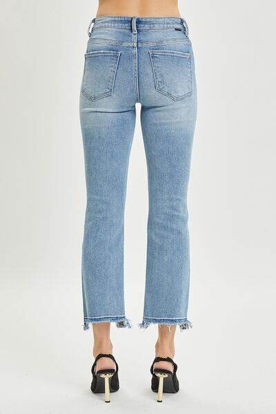 RISEN Full Size High Rise Distressed Cropped Straight Jeans - Hovatok