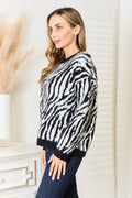 Heimish Full Size Zebra Print Sweater - Hovatok
