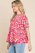 BOMBOM Leopard Peplum Babydoll Blouse - Hovatok