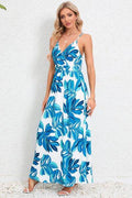 Printed Surplice Maxi Cami Dress - Hovatok