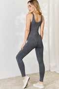 Zenana Ribbed V-Neck Sleeveless Jumpsuit - Hovatok