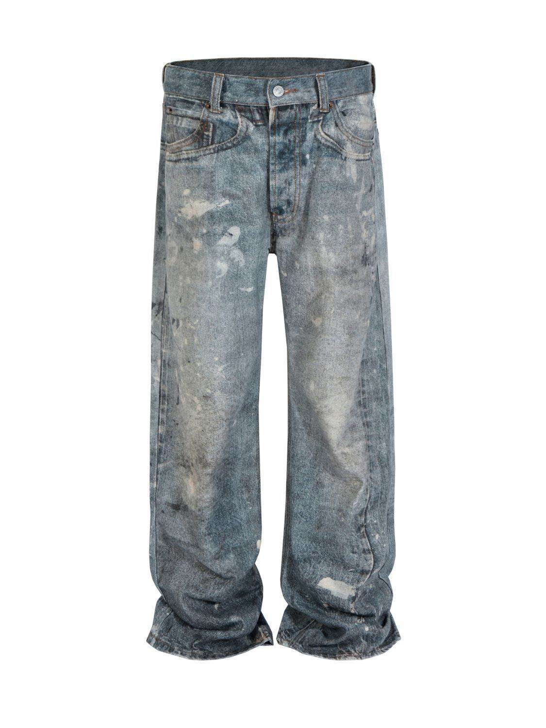 Men's Washed Button Fly Straight Jeans - Hovatok