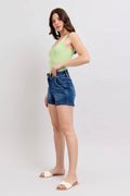 Judy Blue Full Size Double Button Waistband Denim Shorts Plus Size - Hovatok