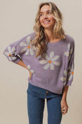 BiBi Floral Pattern Slit Sweater - Hovatok