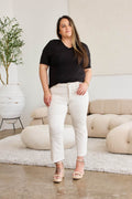RFM Mini Mia Full Size Tummy Control High Waist Raw Hem Jeans - Hovatok