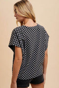 Annie Wear Checkered Round Neck Short Sleeve T-Shirt - Hovatok