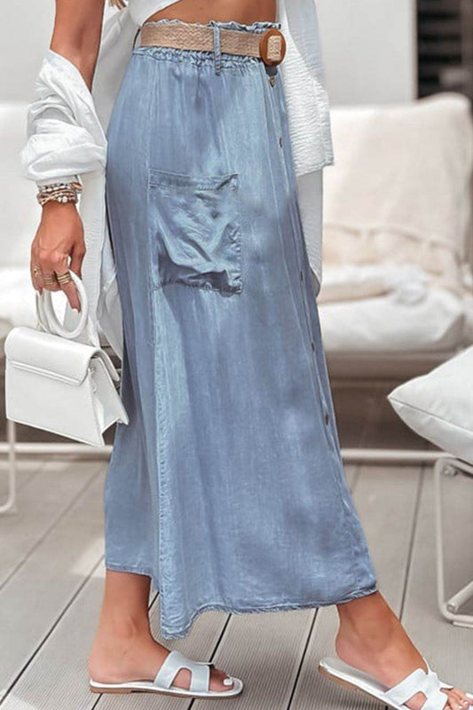 Frill Midi Skirt with Pockets - Hovatok